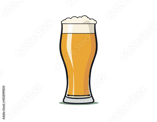 Tall glass of beer with frothy head