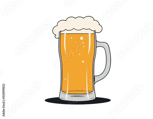 Large pint of beer with frothy head
