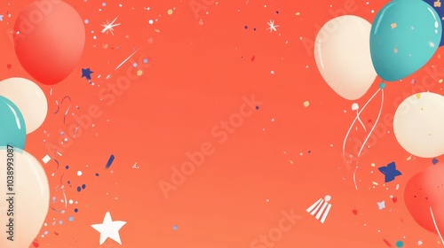 Vibrant Celebration Background with Balloons and Confetti photo