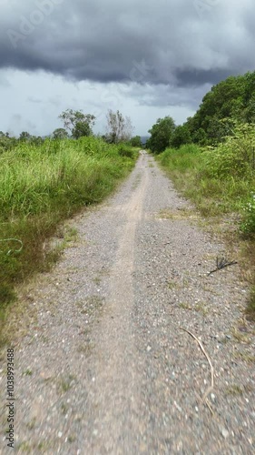 road in the field. Asia Fly 4k60. Vietnam. beauty island