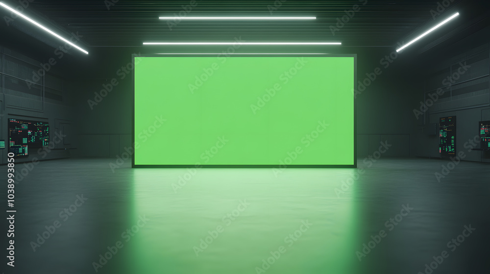 High-Tech Election Control Room with a Blank Green Screen: Modern Technology for Monitoring and Managing Elections High-Tech Election Control Room with a Blank Green Screen: Modern Technology for Monitoring and Managing Elections