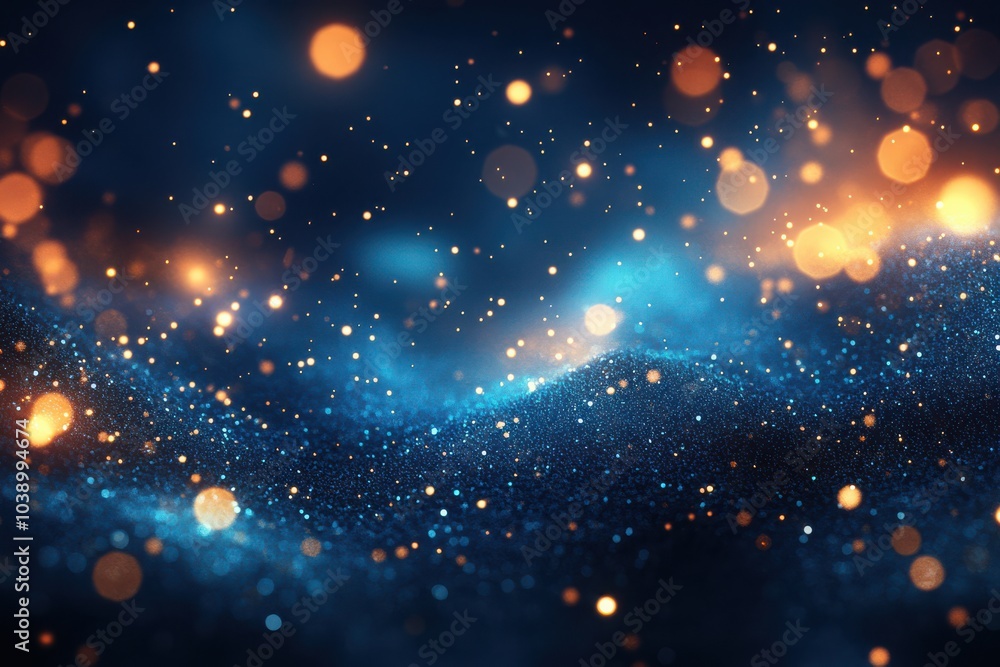 Obraz premium Abstract Blue Particle Background with Bokeh Effect