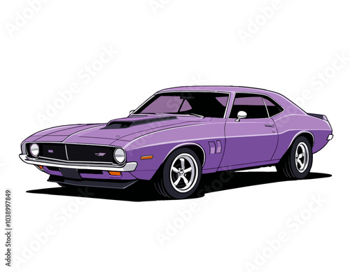 Vintage purple car illustration