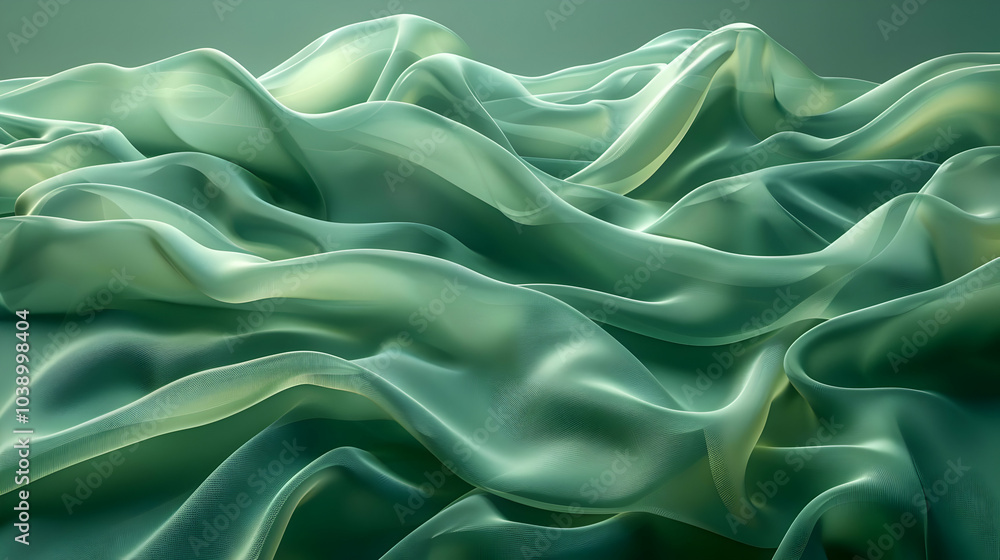 Abstract Green Fabric Waves 3D Illustration Abstract Green Fabric Waves 3D Illustration