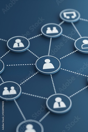 Networking connections illustrated with user icons and nodes on a blue background representing digital communication