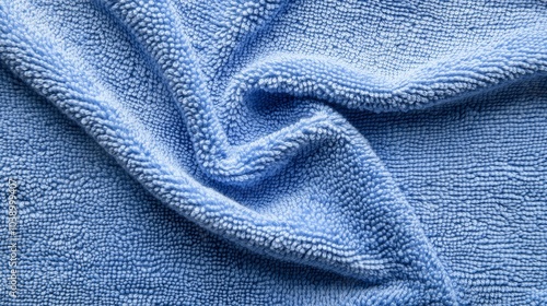 Soft blue towel. Blue cotton fabric towel texture