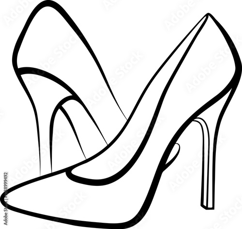 high heels - line art illustration