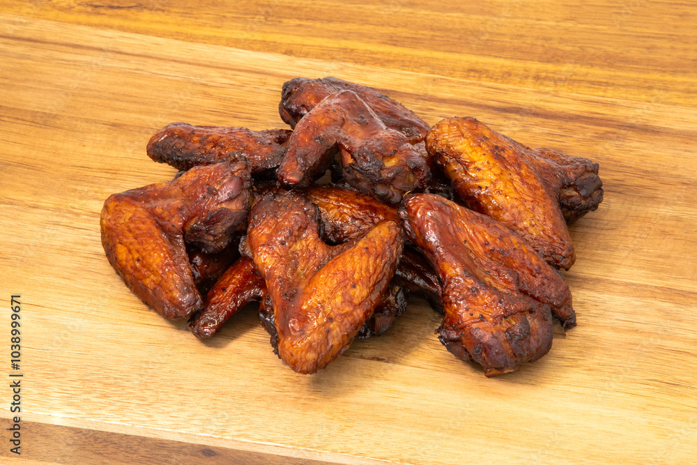 Delicious and Crispy Chicken Wings Deliciously Piled on a Wooden Surface Ready to Eat Delicious and Crispy Chicken Wings Deliciously Piled on a Wooden Surface Ready to Eat