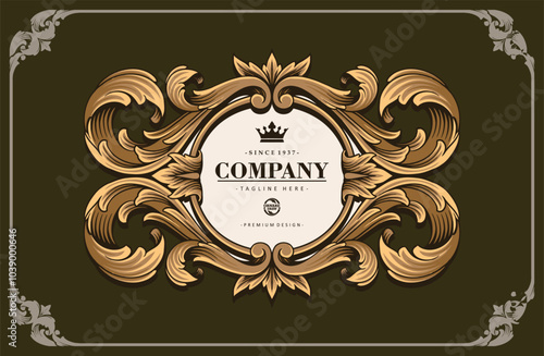 Ornate Baroque Frame Design – High Resolution Stock Image for design labels, stickers, merchandise, posters, wedding invitations and for your company or brand photo