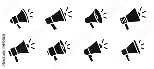 Megaphone icon set. Loudspeaker icon. Advertising and marketing icons. Vector illustration.