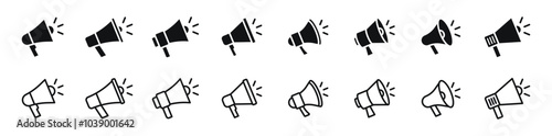 Megaphone icon set. Loudspeaker icon. Advertising and marketing icons. Vector illustration.