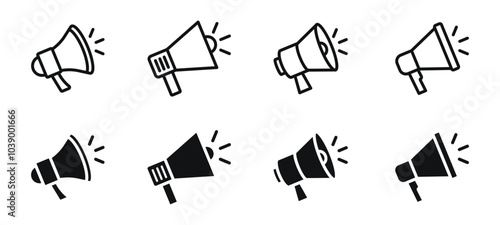 Megaphone icon set. Loudspeaker icon. Advertising and marketing icons. Vector illustration.