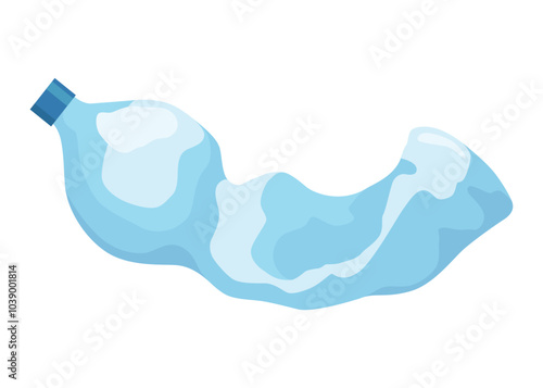 Crumpled bottle icon. Broken plastic bottle, empty plastic container, recyclable garbage eco concept. Recycling waste element. Vector isolated illustration