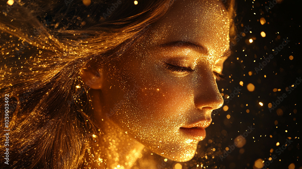 Gold Woman. Beauty fashion model girl with Golden shimmer Gold Woman. Beauty fashion model girl with Golden shimmer
