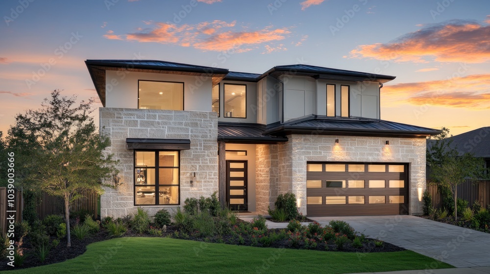 Modern Home Sunset Modern Home Sunset