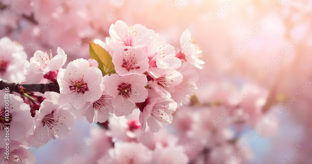 Obraz premium Delicate Cherry Blossoms in Sunlight