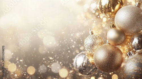 Glittering Golden Christmas Ornaments and Decorations