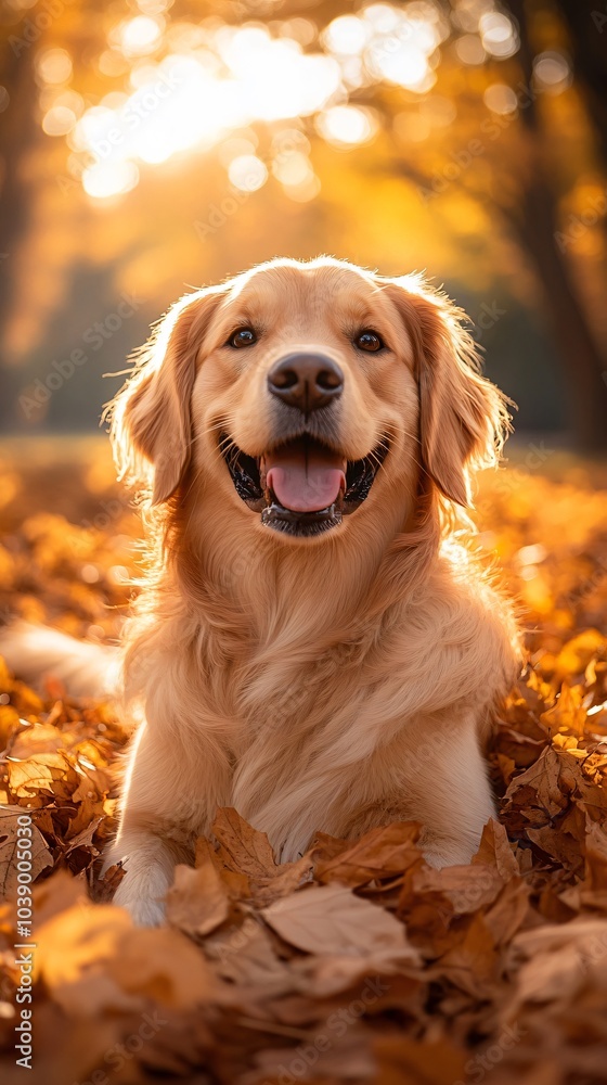 Golden retriever in autumn park Golden retriever in autumn park