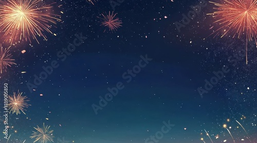 Radiant Celebration - Vibrant Fireworks Lighting up the Starry Night Sky