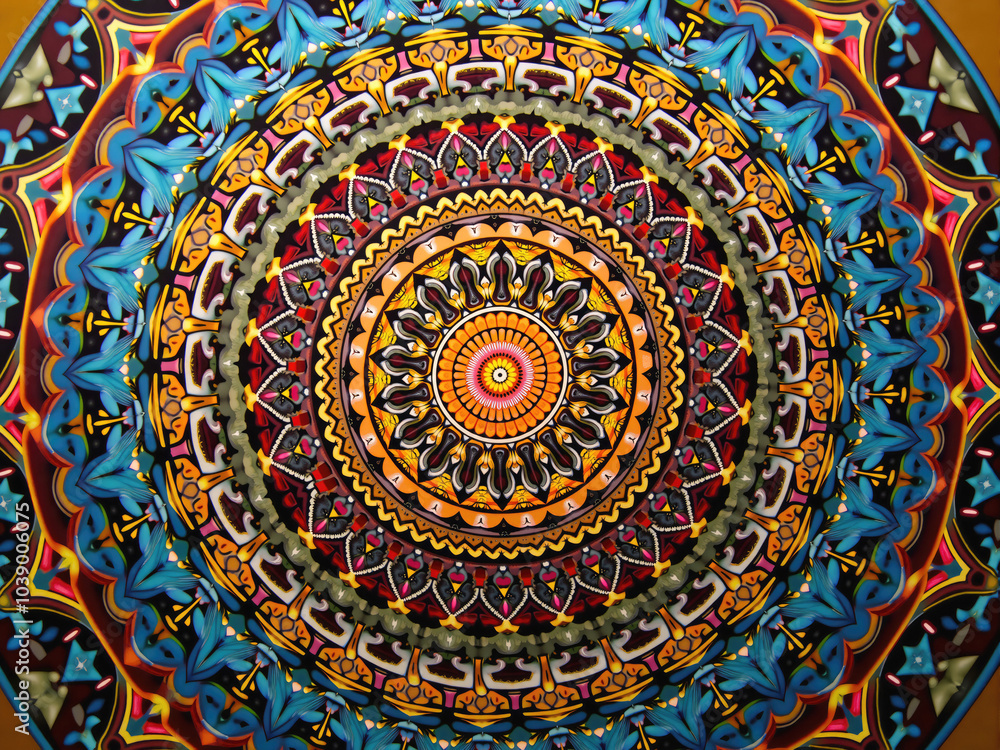 Colorful mandala pattern showing spirituality and harmony Colorful mandala pattern showing spirituality and harmony