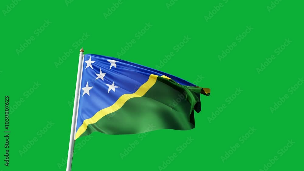 flag of Solomon islands on a green screen, no background, transparent ...