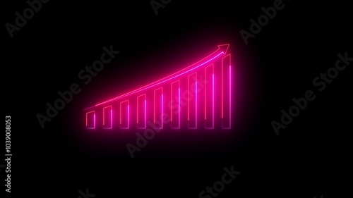 Wallpaper Mural Neon Business Growth and Success Concept. business graph chart & business growth animation. growing business concept on black background Torontodigital.ca