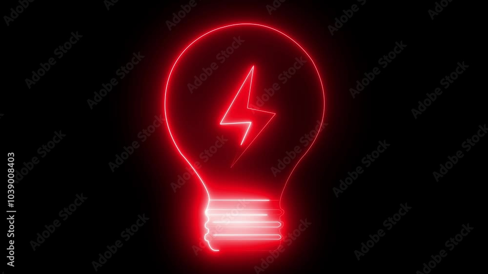 Neon electric bulb icon with charging icon animation. Light lamp sign icon on black background. Light lamp icon with on black background. Neon electric bulb icon with charging icon animation. Light lamp sign icon on black background. Light lamp icon with on black background.