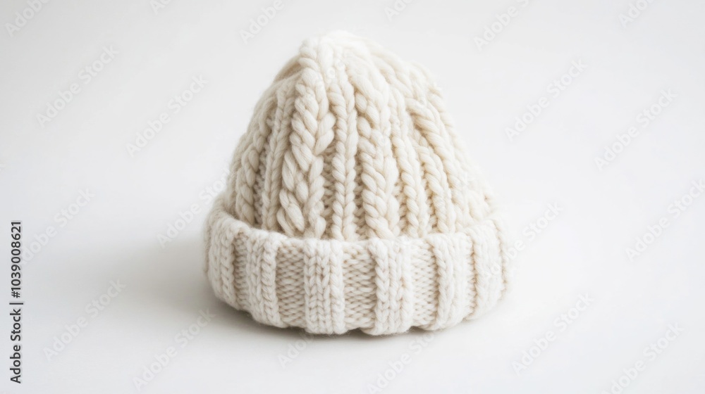 Chunky Knit Beanie White Background beanie with a contemporary fit Chunky Knit Beanie White Background beanie with a contemporary fit