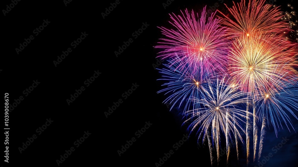 Vibrant Fireworks Display Lighting Up the Night Sky Vibrant Fireworks Display Lighting Up the Night Sky