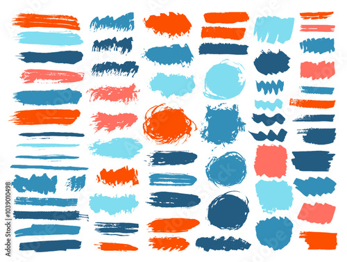 Watercolor muddy brushstroke vector group. Hand drawn inkblot streak scratch shapes. Streak stain web banner background set. Daub acrylic stains drawing.