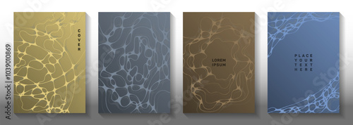 fcov4_51_66.epsaVirtual reality concept abstract vector covers. Rounded curve lines surface textures. Delicate banner vector templates. Radio physics cover pages graphic design set.