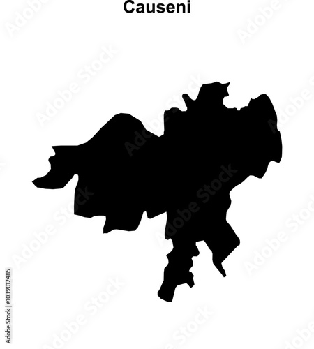 Causeni district blank outline map photo