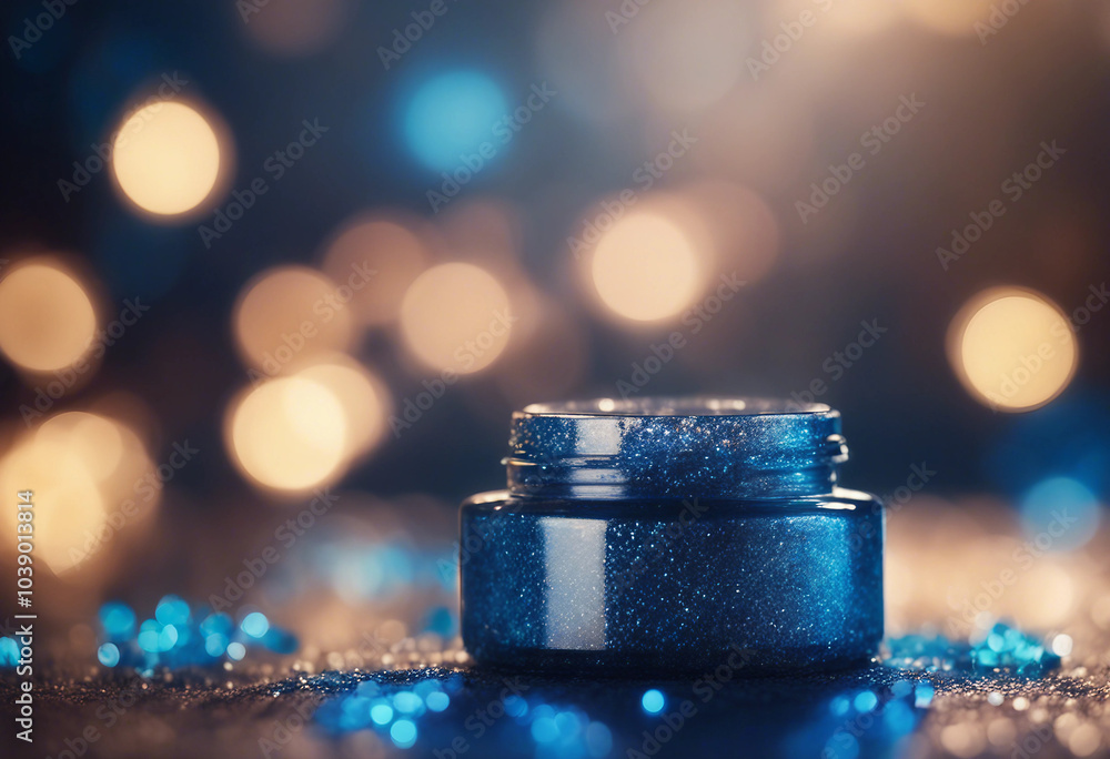 Blue glitter with light effects and bokeh effect Blue glitter with light effects and bokeh effect
