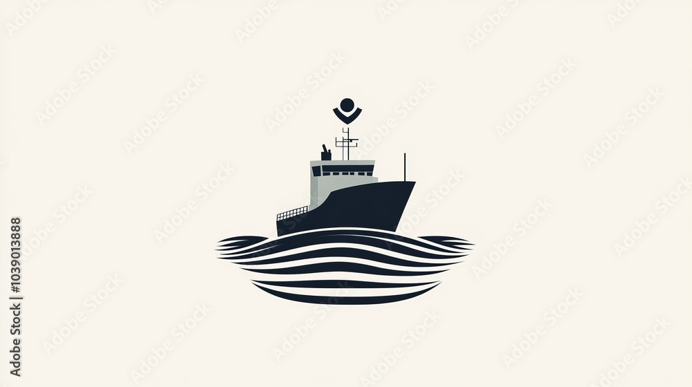 Vector logo template featuring a port icon, representing a harbor symbol Vector logo template featuring a port icon, representing a harbor symbol