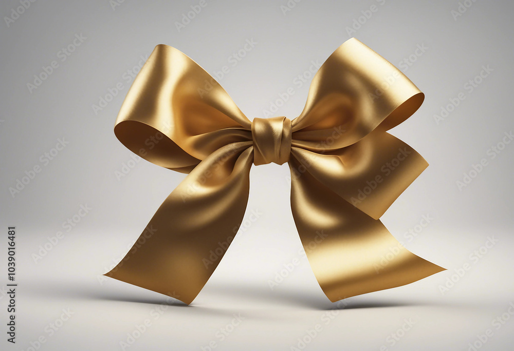 Golden silk ribbon bow isolated on white or transparent Golden silk ribbon bow isolated on white or transparent