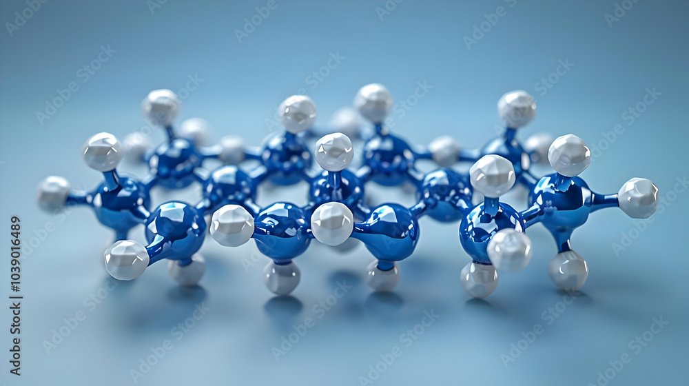 Blue and White 3D Molecular Structure Illustration Blue and White 3D Molecular Structure Illustration