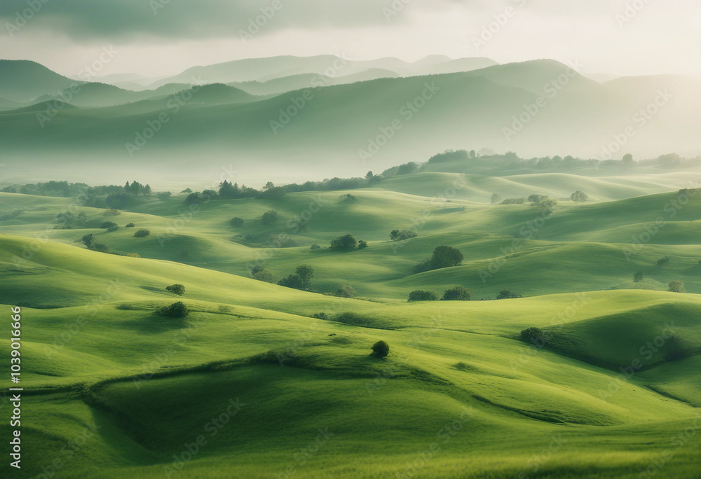 Green hills panorama landscape isolated on white or transparent Green hills panorama landscape isolated on white or transparent