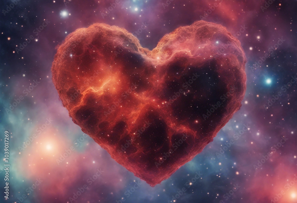 Heart nebula in space with coloful background and stars for love and romance Heart nebula in space with coloful background and stars for love and romance