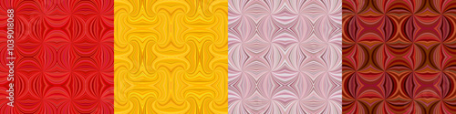 Abstract seamless curved stripe pattern set