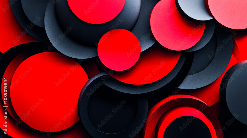 Red and Black Abstract Circular Design with Overlapping Layers Red and Black Abstract Circular Design with Overlapping Layers