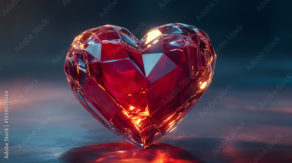 Red heart on a dark background. Valentine's day. 3d rendering Red heart on a dark background. Valentine's day. 3d rendering