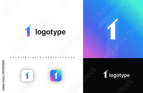 Sporty futuristic angular logo. Sharp geometric dynamic edges letter I, number 1. Minimalist innovative emblem for tech, game app, music, sport, design agency, digital identity. Vector illustration