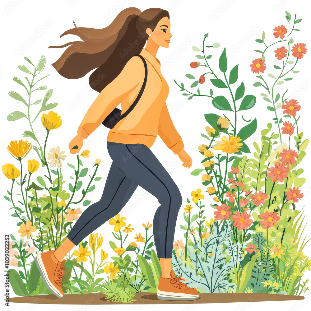 Woman Running Outdoors in an Autumn Scene Woman Running Outdoors in an Autumn Scene