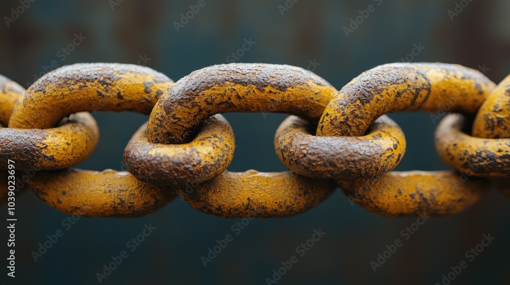 Close-up of a Rusty Yellow Chain Link Close-up of a Rusty Yellow Chain Link