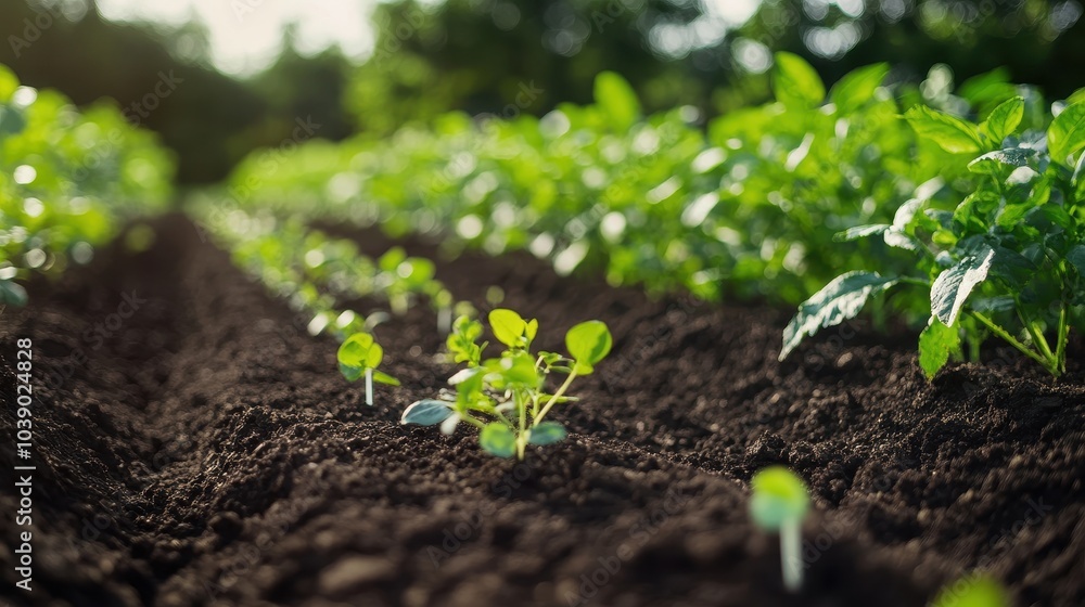 Sprouting Seedlings in Fertile Soil Sprouting Seedlings in Fertile Soil