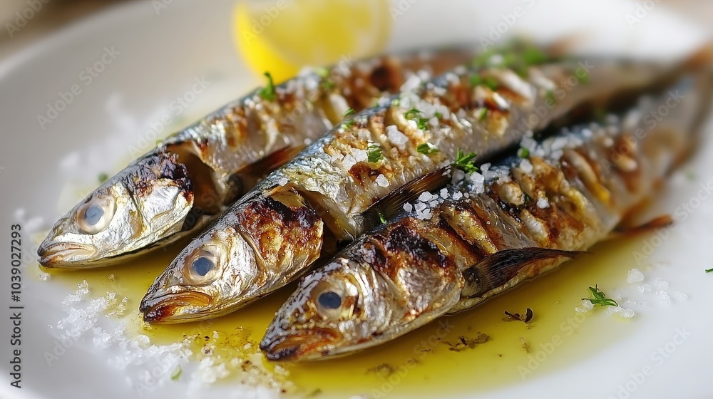 Mediterranean Grilled Sardines with Olive Oil, Fresh Herbs, and Sea Salt