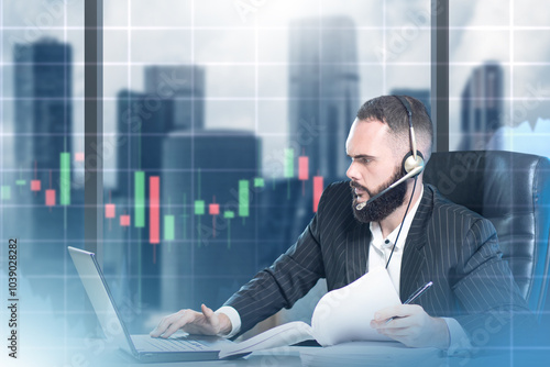 Man works in financial call...