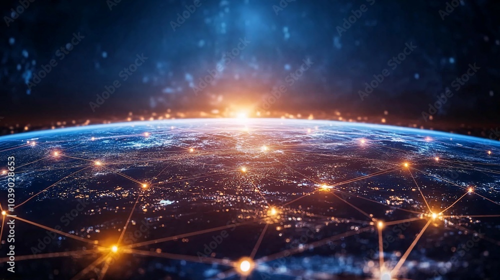 Global Network Connections with Illuminated Cities Global Network Connections with Illuminated Cities