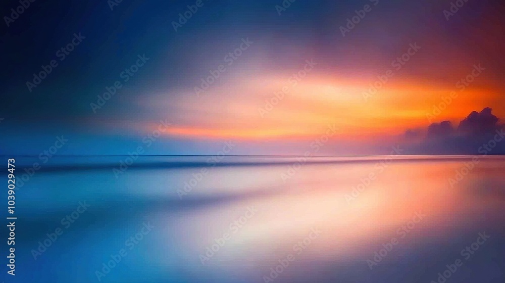 Naklejka premium A stunning watercolor depiction of a sunset on a tranquil lake, featuring a solitary wooden rowboat drifting peacefully amidst rolling white clouds