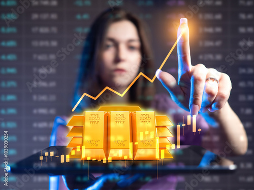 Woman invests in gold. Girl...